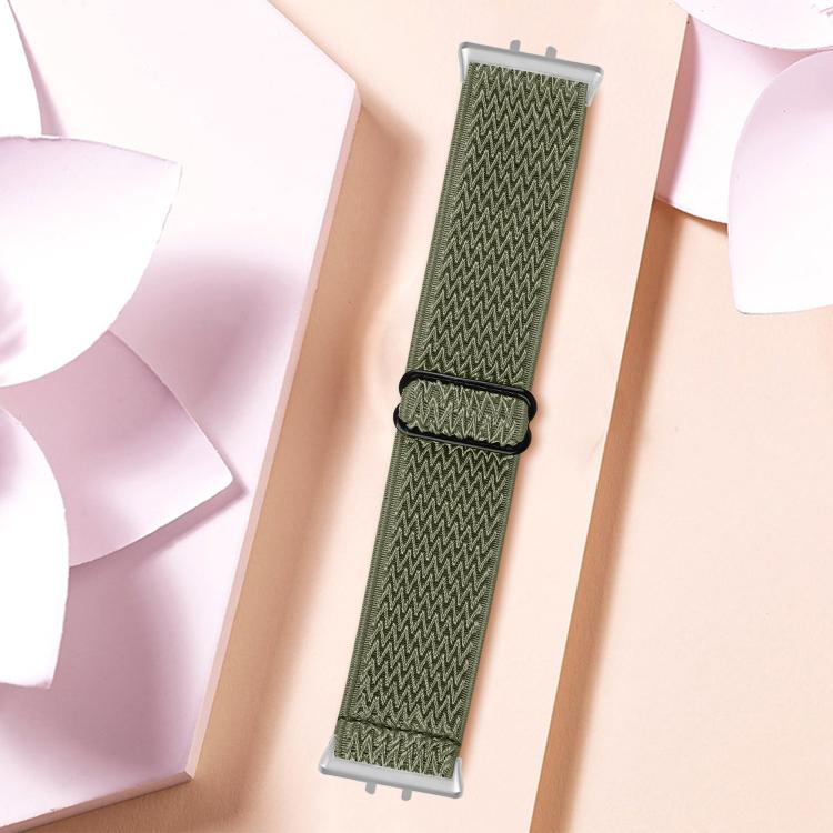 For Honor Watch X5 Silver Connector Wave Pattern Elastic Woven Nylon Watch Band