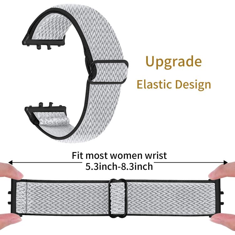 For Honor Watch X5 Black Connector Wave Pattern Elastic Woven Nylon Watch Band