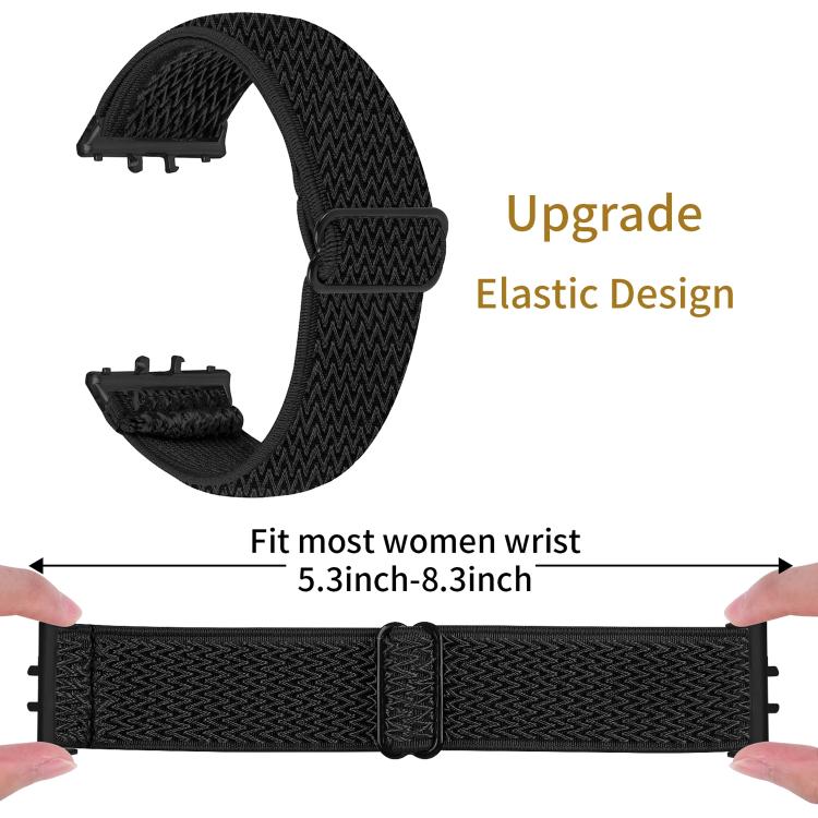 For Honor Watch X5 Black Connector Wave Pattern Elastic Woven Nylon Watch Band