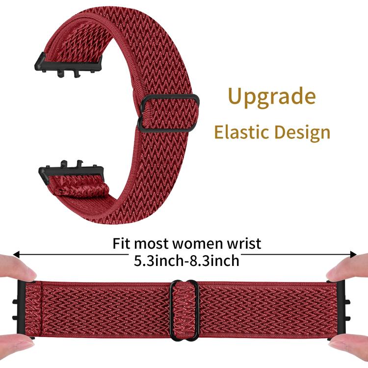 For Honor Watch X5 Black Connector Wave Pattern Elastic Woven Nylon Watch Band