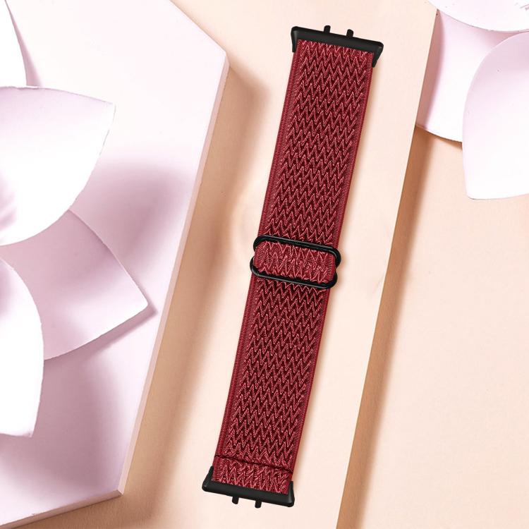 For Honor Watch X5 Black Connector Wave Pattern Elastic Woven Nylon Watch Band
