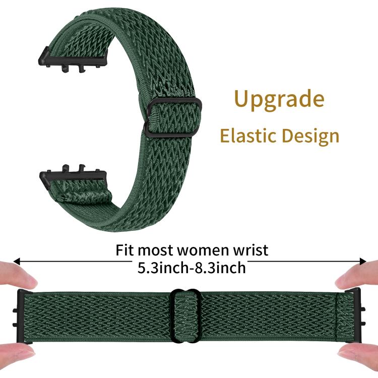 For Honor Watch X5 Black Connector Wave Pattern Elastic Woven Nylon Watch Band