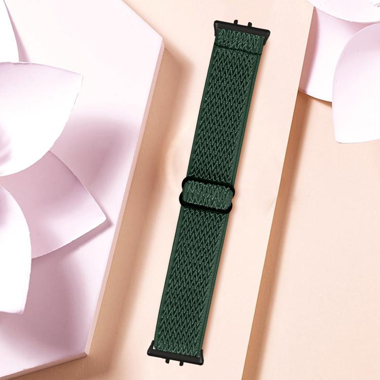 For Honor Watch X5 Black Connector Wave Pattern Elastic Woven Nylon Watch Band
