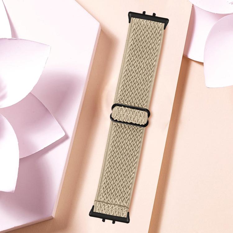 For Honor Watch X5 Black Connector Wave Pattern Elastic Woven Nylon Watch Band