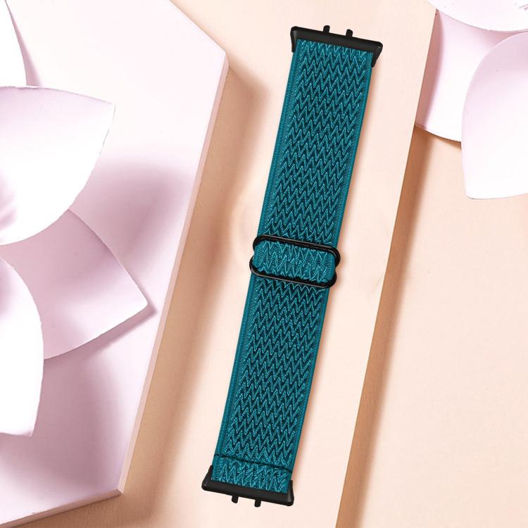 For Honor Watch X5 Black Connector Wave Pattern Elastic Woven Nylon Watch Band