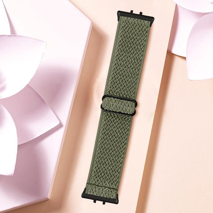 For Honor Watch X5 Black Connector Wave Pattern Elastic Woven Nylon Watch Band