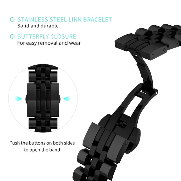 For Honor Watch X5 Semicircle Five Beads Butterfly Clasp Stainless Steel Watch Band