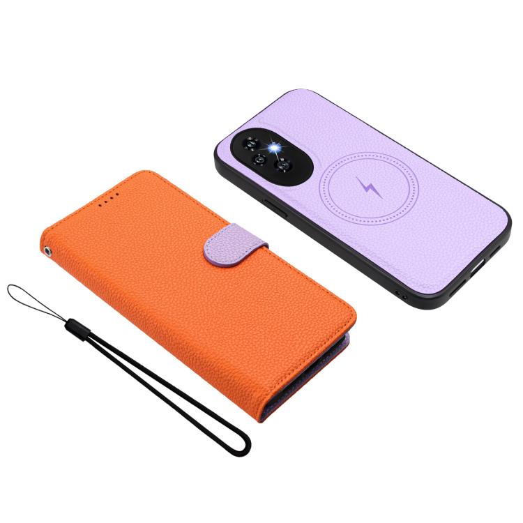 For Honor 200 Detachable Litchi Texture Magnetic Vegan Leather Phone Case