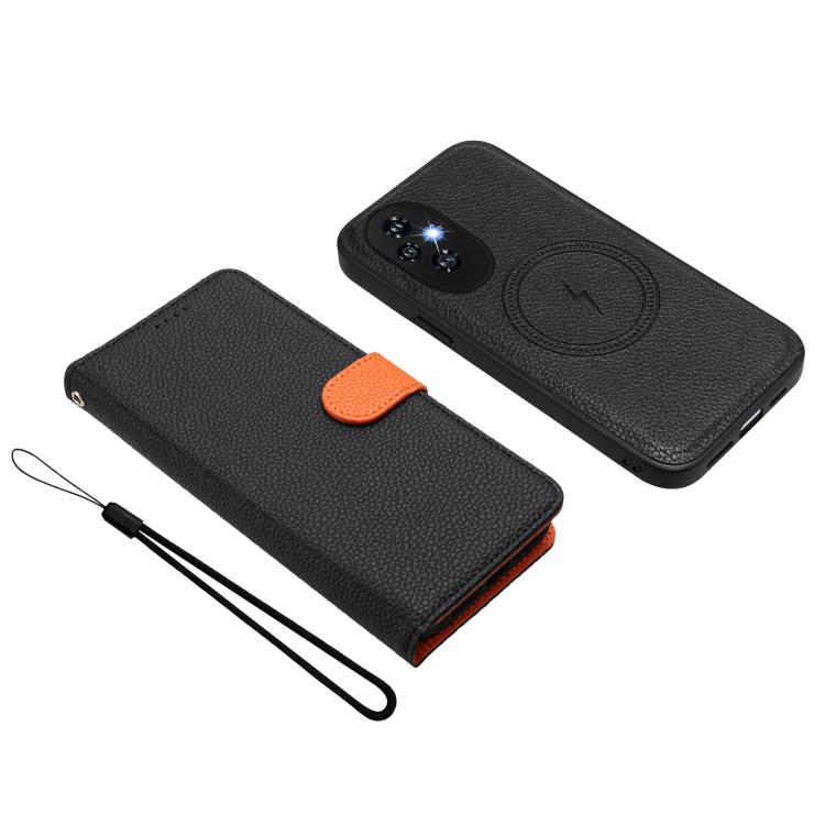 For Honor 200 Detachable Litchi Texture Magnetic Vegan Leather Phone Case
