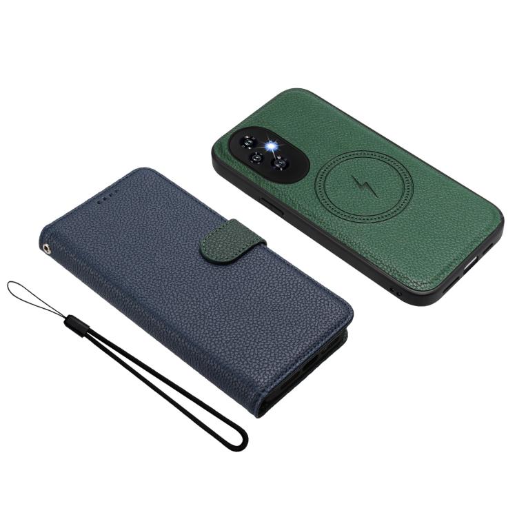 For Honor 200 Detachable Litchi Texture Magnetic Vegan Leather Phone Case