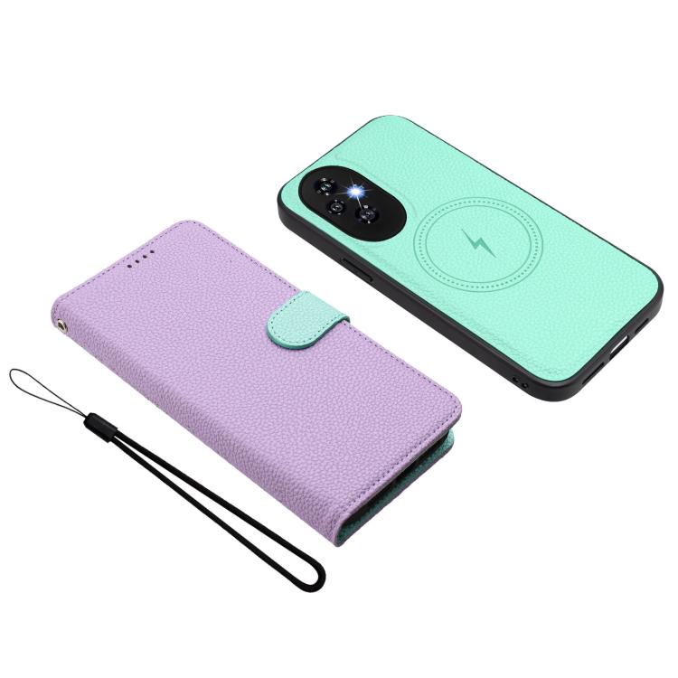 For Honor 200 Pro Detachable Litchi Texture Magnetic Vegan Leather Phone Case