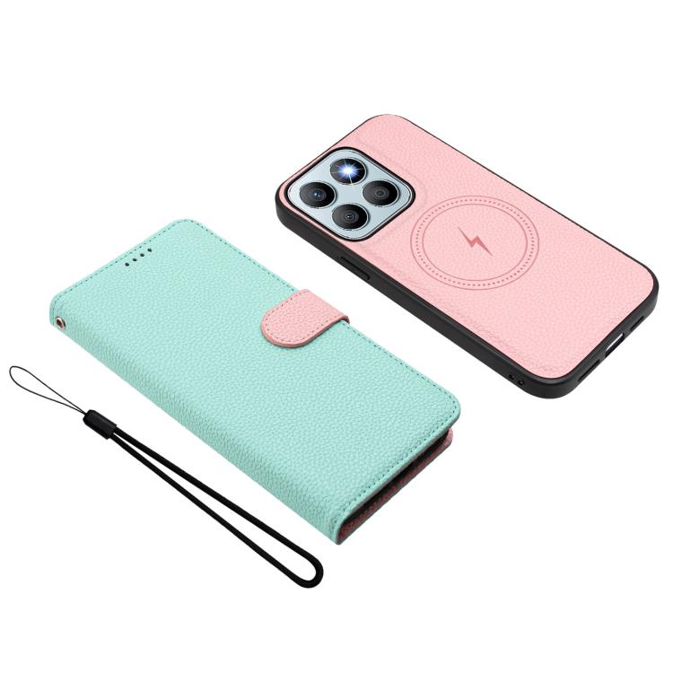 For Honor X8b Detachable Litchi Texture Magnetic Vegan Leather Phone Case