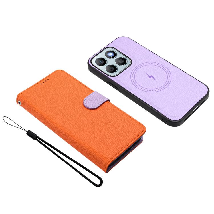 For Honor X8b Detachable Litchi Texture Magnetic Vegan Leather Phone Case