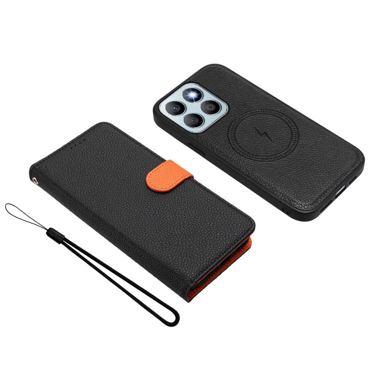 For Honor X8b Detachable Litchi Texture Magnetic Vegan Leather Phone Case