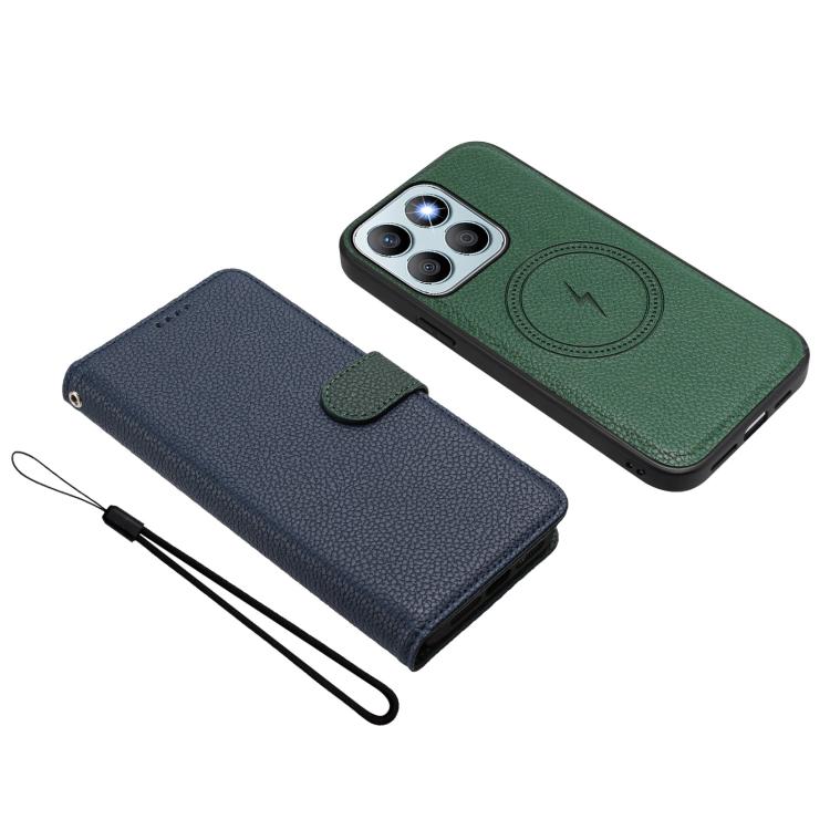 For Honor X8b Detachable Litchi Texture Magnetic Vegan Leather Phone Case