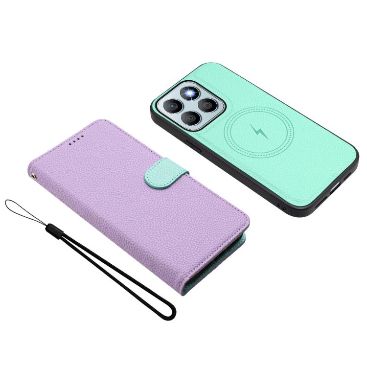 For Honor X8b Detachable Litchi Texture Magnetic Vegan Leather Phone Case