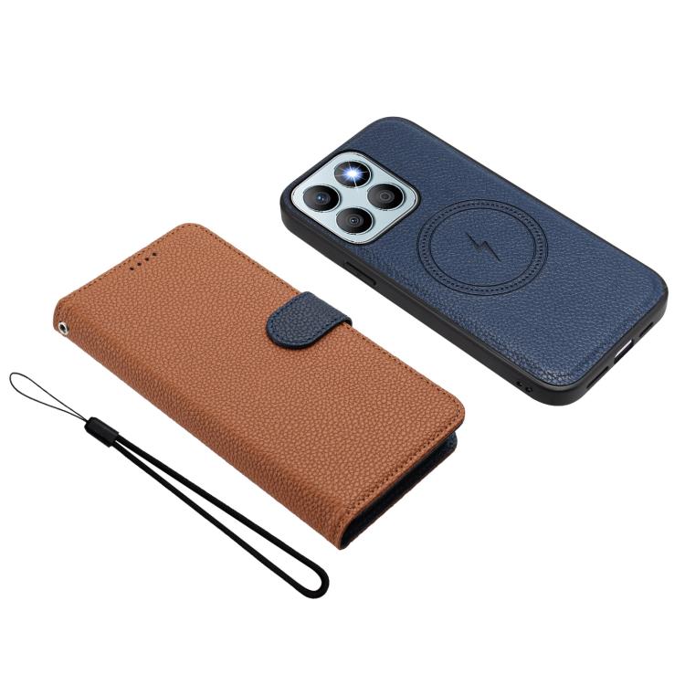 For Honor X8b Detachable Litchi Texture Magnetic Vegan Leather Phone Case