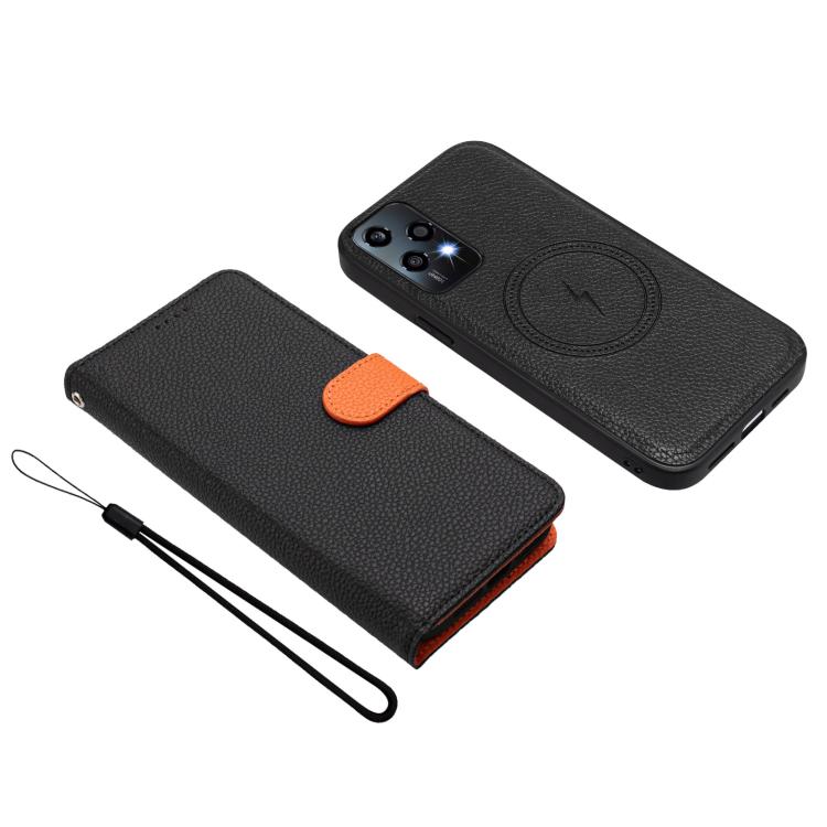 For Honor 200 Lite Global Detachable Litchi Texture Magnetic Vegan Leather Phone Case
