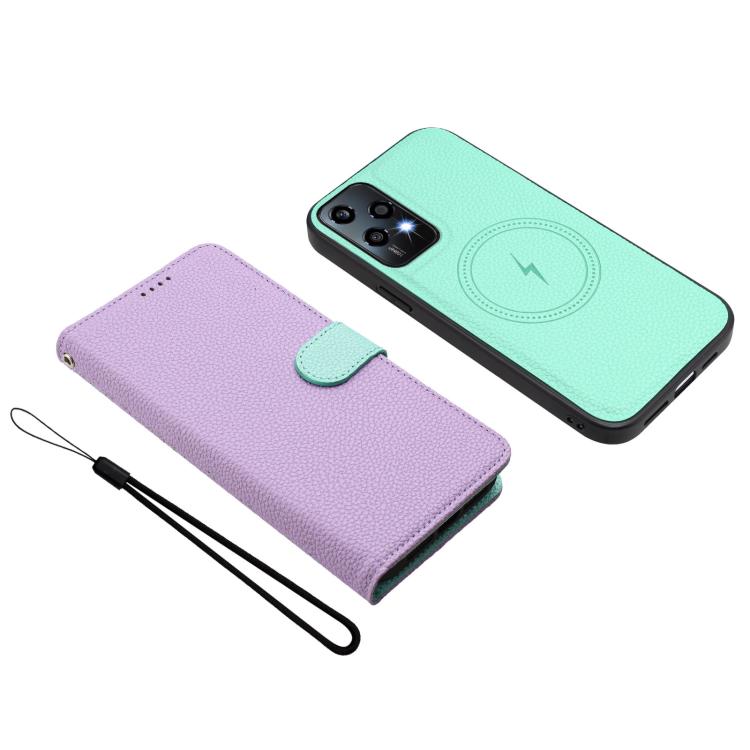 For Honor 200 Lite Global Detachable Litchi Texture Magnetic Vegan Leather Phone Case
