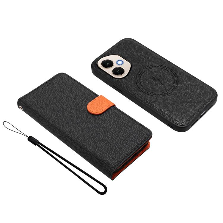 For Honor 400 Global 156.5mm Detachable Litchi Texture Magnetic Vegan Leather Phone Case