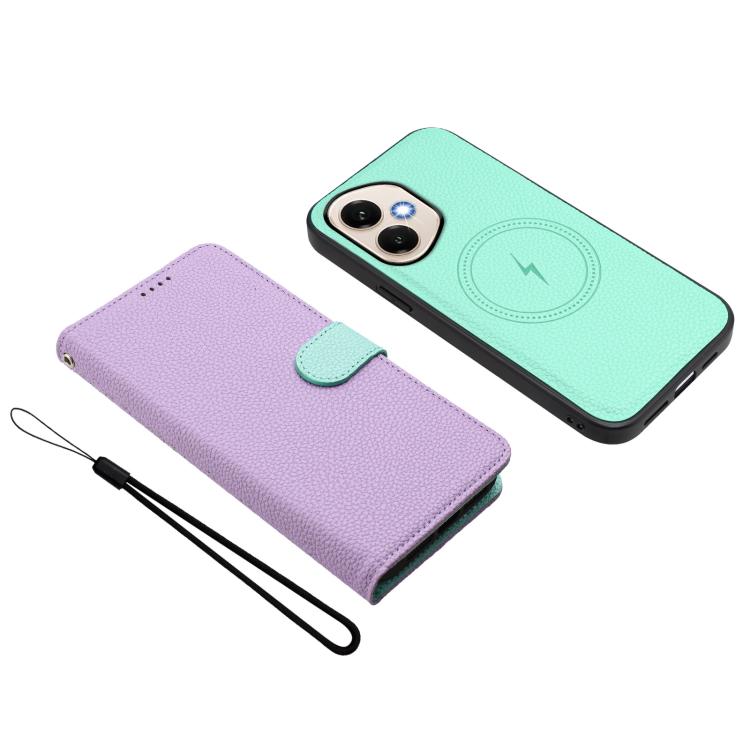 For Honor 400 Global 156.5mm Detachable Litchi Texture Magnetic Vegan Leather Phone Case