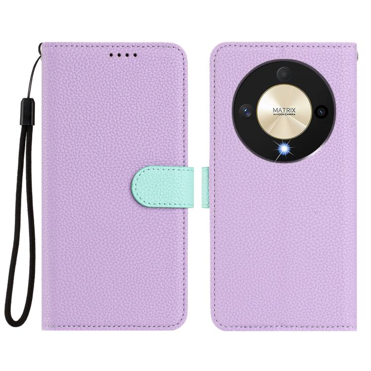 For Honor X9b / Magic6 Lite Detachable Litchi Texture Magnetic Vegan Leather Phone Case