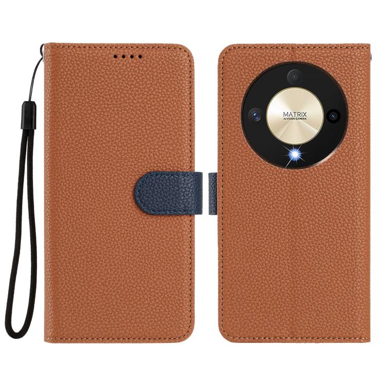 For Honor X9b / Magic6 Lite Detachable Litchi Texture Magnetic Vegan Leather Phone Case