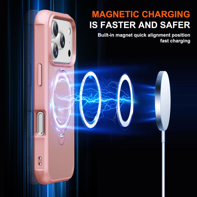 For iPhone 17 Pro Rotating Pivot Bracket Magnetic Phone Case