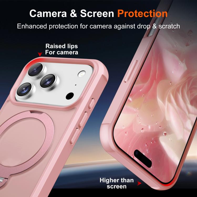 For iPhone 17 Pro Rotating Pivot Bracket Magnetic Phone Case