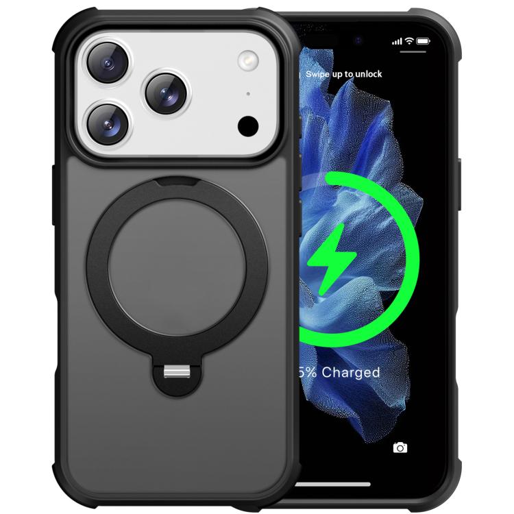 For iPhone 17 Pro Rotating Pivot Bracket Magnetic Phone Case
