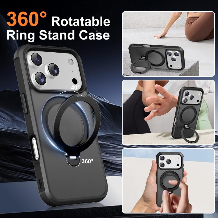 For iPhone 17 Pro Rotating Pivot Bracket Magnetic Phone Case