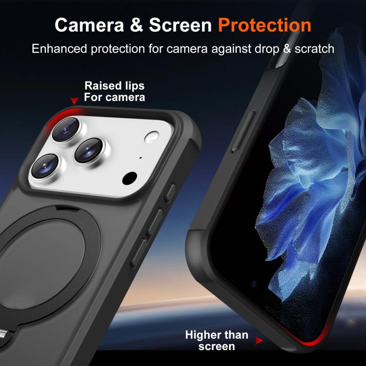 For iPhone 17 Pro Rotating Pivot Bracket Magnetic Phone Case