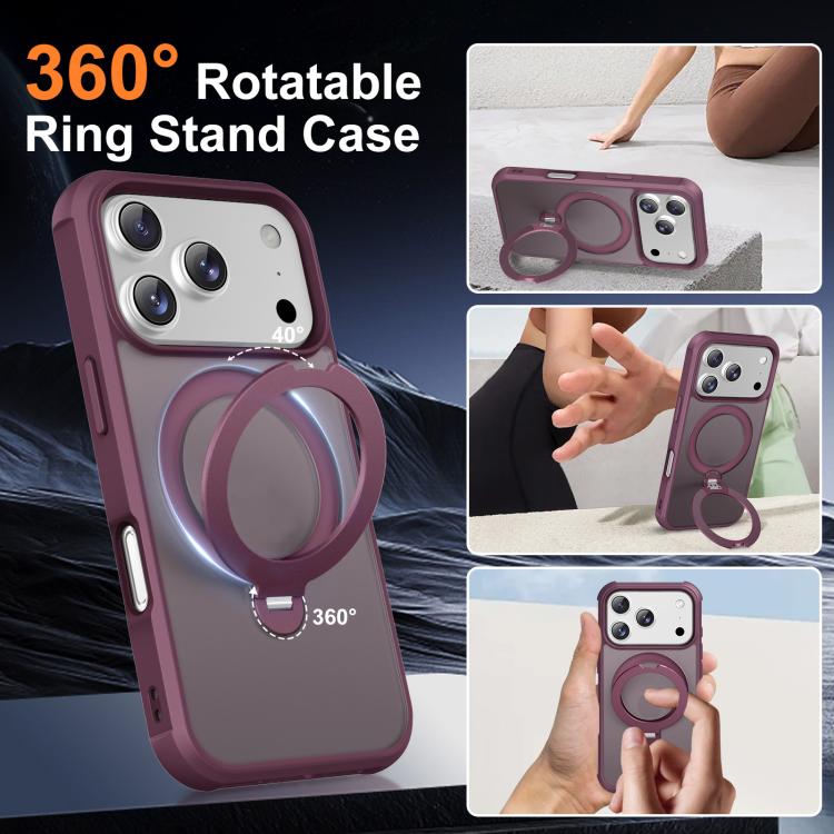 For iPhone 17 Pro Rotating Pivot Bracket Magnetic Phone Case