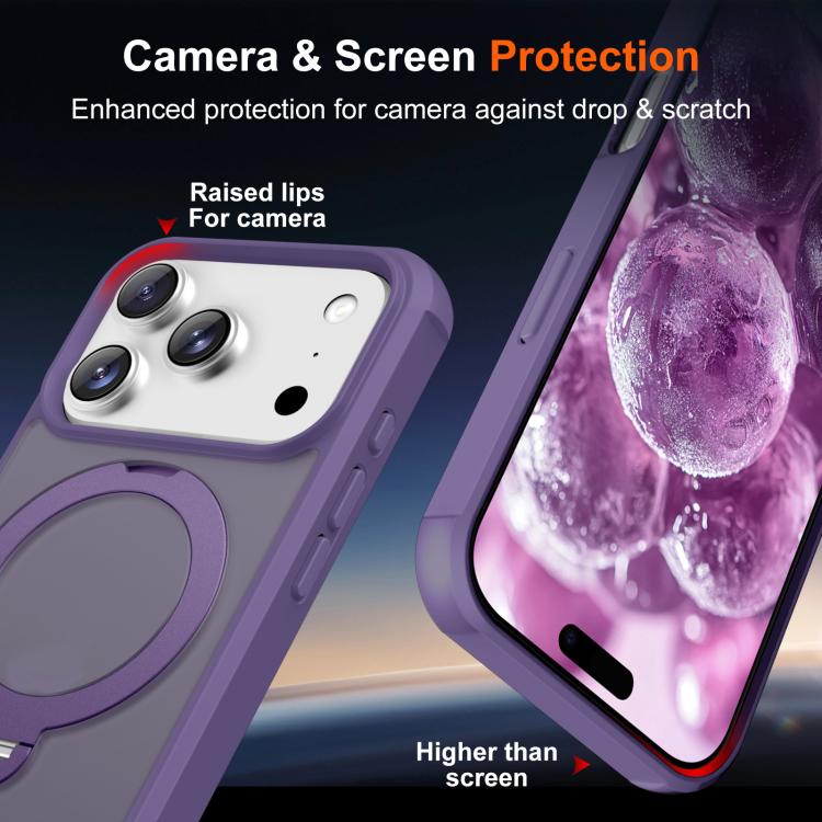 For iPhone 17 Pro Rotating Pivot Bracket Magnetic Phone Case
