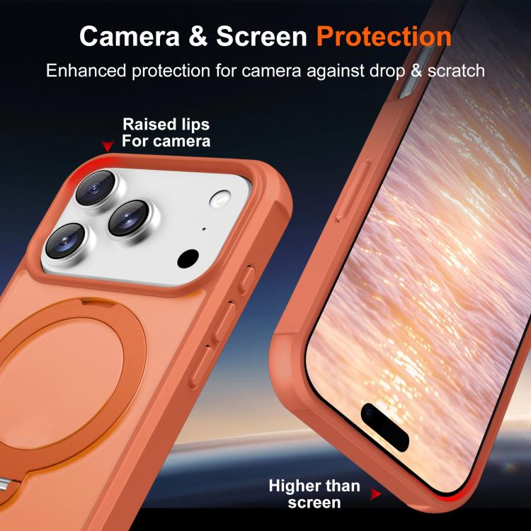For iPhone 17 Pro Rotating Pivot Bracket Magnetic Phone Case