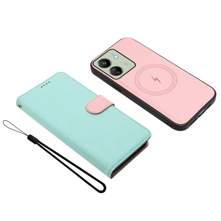 For Redmi 13C Global / Poco C65 / M6 5G Detachable Litchi Texture Magnetic Vegan Leather Phone Case