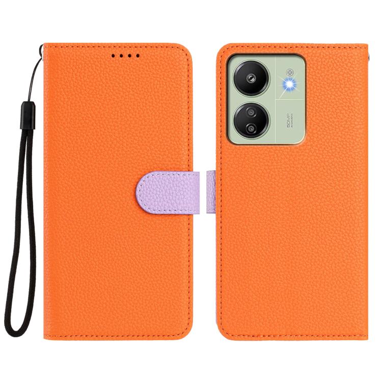 For Redmi 13C Global / Poco C65 / M6 5G Detachable Litchi Texture Magnetic Vegan Leather Phone Case