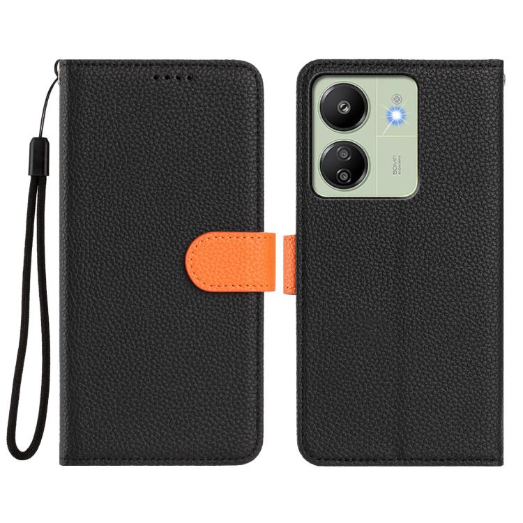 For Redmi 13C Global / Poco C65 / M6 5G Detachable Litchi Texture Magnetic Vegan Leather Phone Case