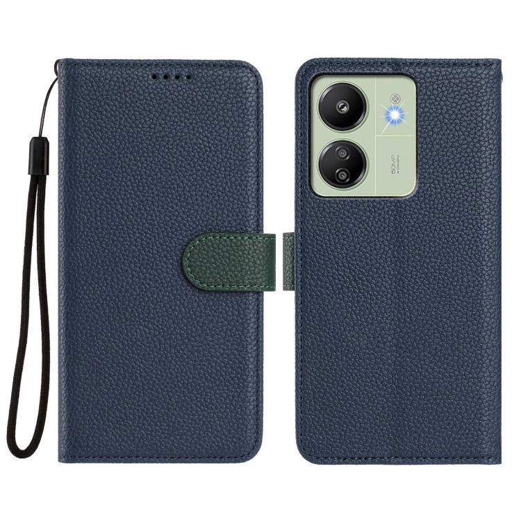 For Redmi 13C Global / Poco C65 / M6 5G Detachable Litchi Texture Magnetic Vegan Leather Phone Case