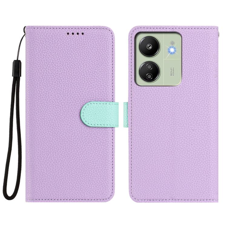 For Redmi 13C Global / Poco C65 / M6 5G Detachable Litchi Texture Magnetic Vegan Leather Phone Case