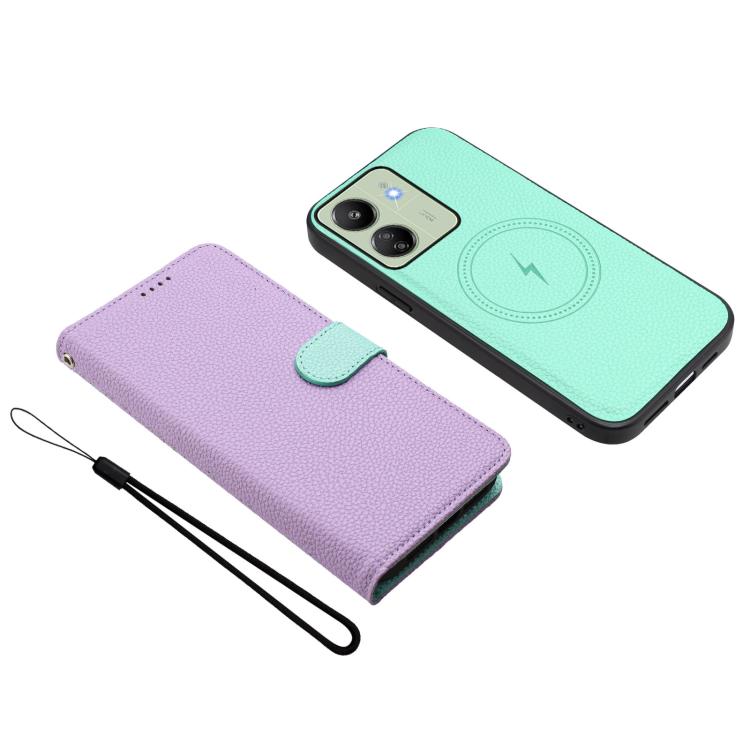 For Redmi 13C Global / Poco C65 / M6 5G Detachable Litchi Texture Magnetic Vegan Leather Phone Case