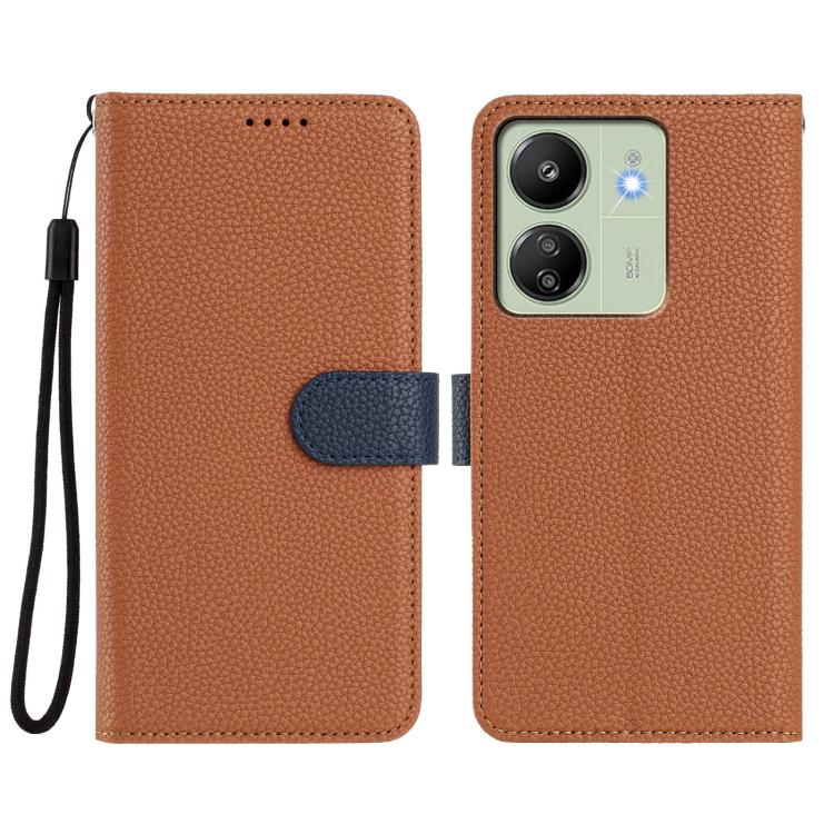 For Redmi 13C Global / Poco C65 / M6 5G Detachable Litchi Texture Magnetic Vegan Leather Phone Case