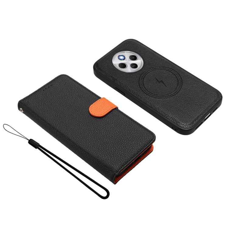 For Redmi 14C 4G / 14R 5G / Poco C75 Detachable Litchi Texture Magnetic Vegan Leather Phone Case