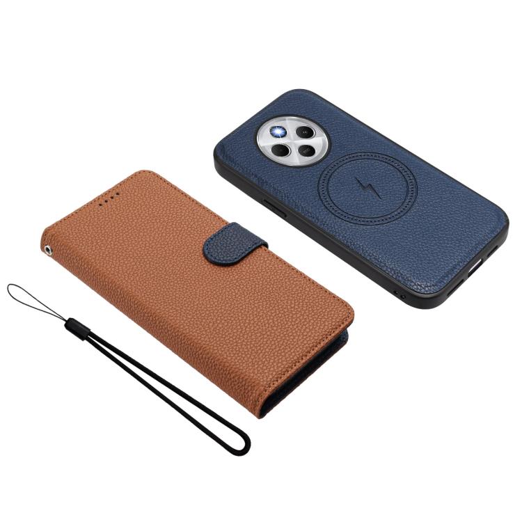 For Redmi 14C 4G / 14R 5G / Poco C75 Detachable Litchi Texture Magnetic Vegan Leather Phone Case