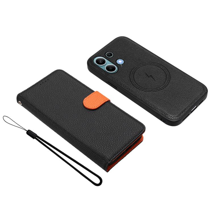 For Redmi Note 13 4G Global Detachable Litchi Texture Magnetic Vegan Leather Phone Case