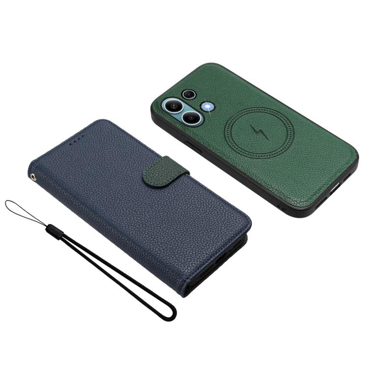For Redmi Note 13 4G Global Detachable Litchi Texture Magnetic Vegan Leather Phone Case