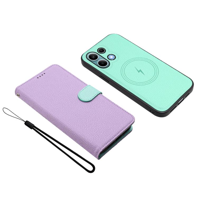 For Redmi Note 13 4G Global Detachable Litchi Texture Magnetic Vegan Leather Phone Case