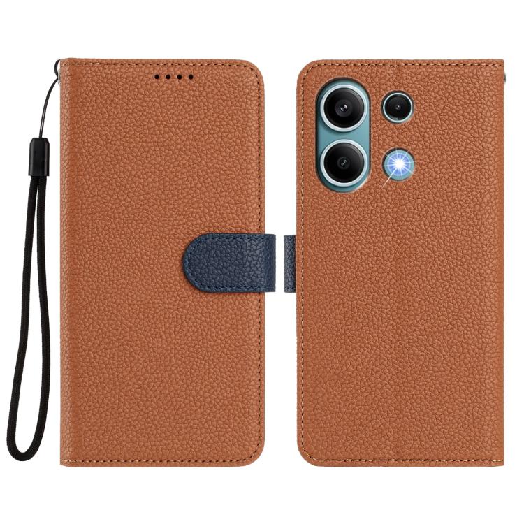 For Redmi Note 13 4G Global Detachable Litchi Texture Magnetic Vegan Leather Phone Case