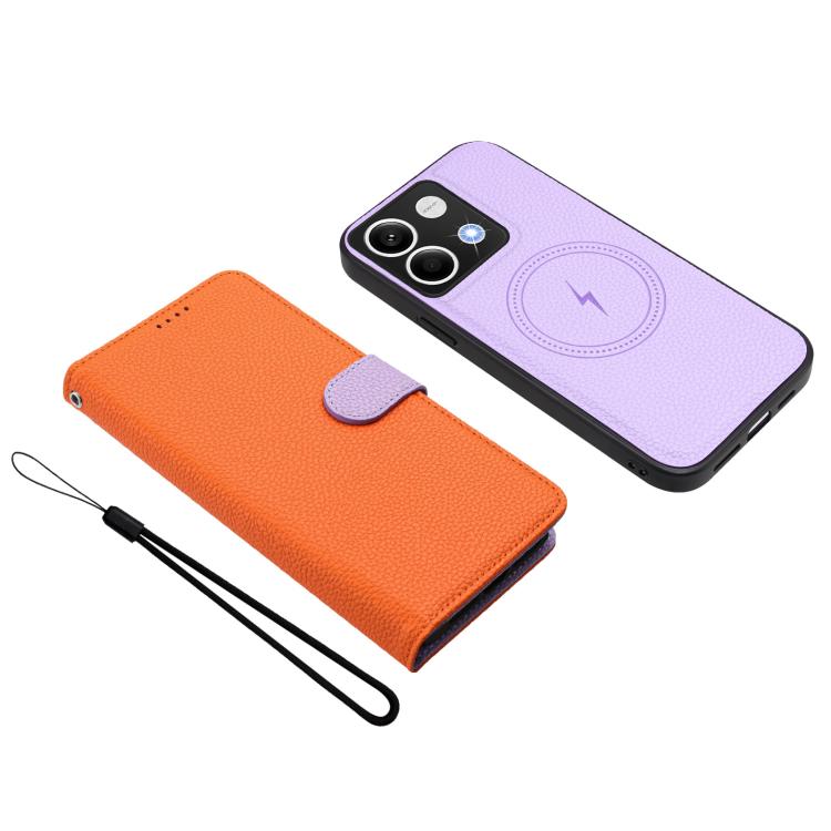 For Redmi Note 13 5G Global Detachable Litchi Texture Magnetic Vegan Leather Phone Case
