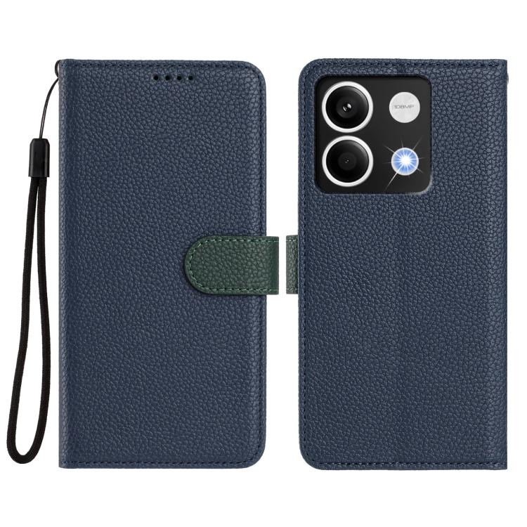 For Redmi Note 13 5G Global Detachable Litchi Texture Magnetic Vegan Leather Phone Case